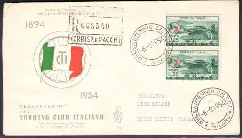 1954 Italien, Venetia Club Nr. 229, Touring Club zu zweit, gereist nach Novara