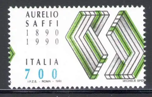 1990 Italien, Saffi Verde Nr. 1931 Farbe Grün, Natur Nr. 2049C MNH**