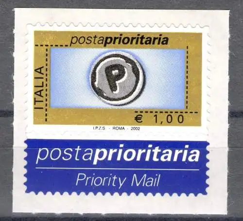 2002 Italien, Priority Post, Euro 1 blau gold schwarz gelb Nr. 2635 postfrisch **