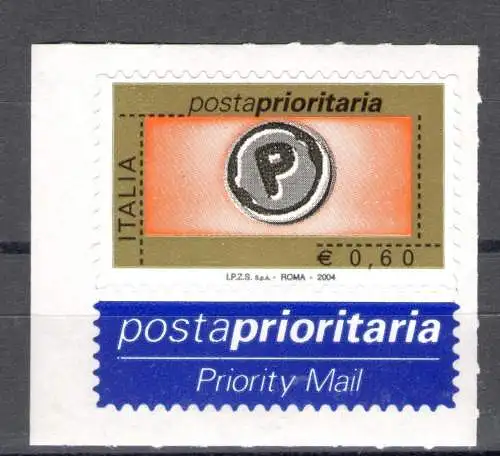 2004 Italien, Priority Post, Euro 0,60 orange gold schwarz grau Nr. 2770A MNH**