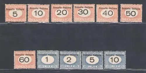 1909 Somalia, Segnatasse Nr. 41/51, Top Qualität - postfrisch**