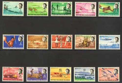 1968 Britische Salomonen - Yvert n. 161/75 - Elisabeth II und Ansichten - postfrisch **