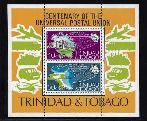 1974 Trinidad und Tobago - Foglietto Upu, Yvert Nr. 12, postfrisch **