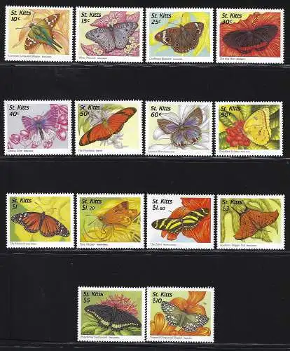 1997 ST. KITTS, Yvert e Tellier n. 880/93, Farfalle - postfrisch**