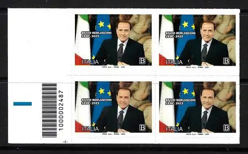 2024 Italien - Silvio Berlusconi 4er Block mit Barcode - postfrisch **