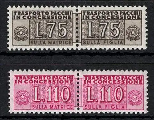 1955 Italien - Pakete in Konzession, filigrane Sterne 2 Werte Nr. 11-12 - postfrisch **