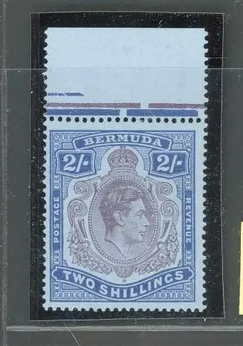 1938-53 BERMUDA, Stanley Gibbons Nr. 116, GEORGE VI Portrait, 2s. deep purple ultramarine/grey blue - dentellato 13 3/4 - MNH**