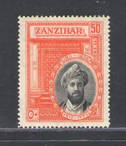 1936 SANZIBAR - Stanley Gibbons Nr. 326, 30c. schwarz-orange Zinnober, postfrisch**