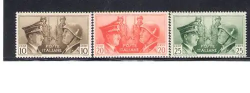 1938 Italien - Königreich - Achse nicht ausgegeben - 3 Werte - postfrisch** - Nr. 457A/457C