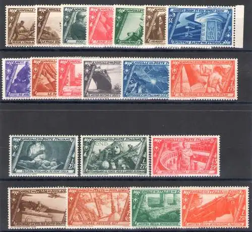 1932 KÖNIGREICH - Nr. 325/340 + PA 42/43 + Ex 17/18 Decennale Marcia sur Roma MNH ** ZENTRIERT Certificata Bolaffi 1890