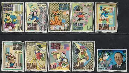 1970 San Marino, Walt Disney 10 Werte # 814/23, neu und einwandfrei, postfrisch**