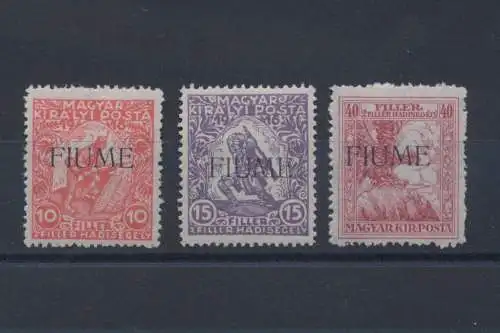 1918-19 Fluss, ungarische Briefmarken Fluss, 3 Werte, Nr. 1A/3 - MNH**