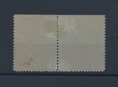 1918 Rathaus von Udine, 5 Cent schwarz auf blaugrünem Papier, Tete-Beche - horizontal - MLH ** Signiert / Signiert Alberto Diena