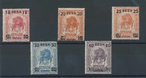 1923 SOMALIA, Nr. 39/43, Löwen überdruckt, 5 Werte, postfrisch** (unvollständige Serie)