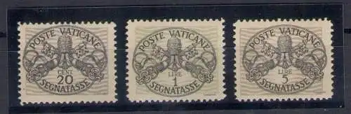 1946 Vatikan Steuermarken breite Streifen Graue Karte 3 Werte postfrisch **