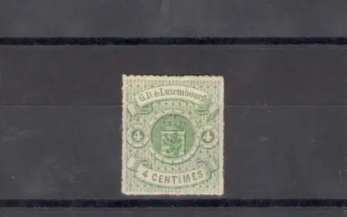 1865-75 LUXEMBURG - Wappen Nr. 15, 4 Cent grün, gestrichen MLH*- POSTFRISCH**