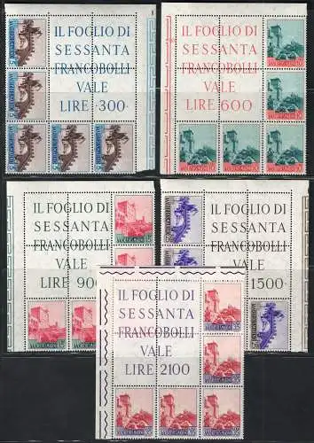 1955 San Marino, Eckblock Ansichten # 17/21, filigrane Sterne I, postfrisch **