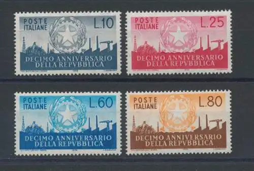 1956 Italien - Republik, 10. Jahrestag der Republik, 4 Werte, Nr. 798/01, postfrisch**