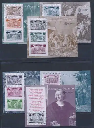 1992 Portugal - 1492-1992 Die Reisen des Kolumbus - Kat. Unif. Nr. BF 86/91 - 6 Foglietti - Souvenir Sheets - MNH **