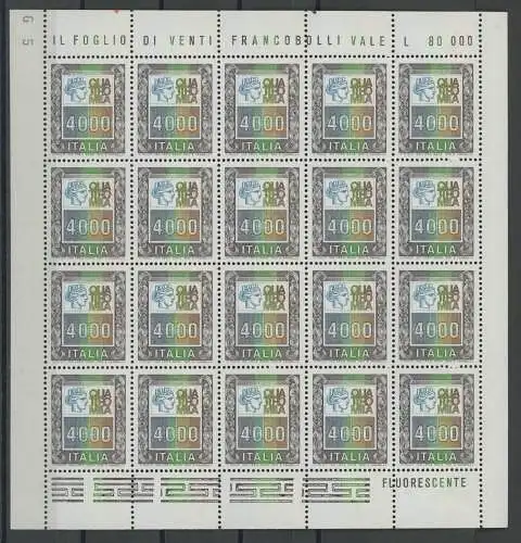 1978-79 Italien - Republik, Nr. 1441, 4000 Lire polychrom, im Kleinbogen von 20, postfrisch **