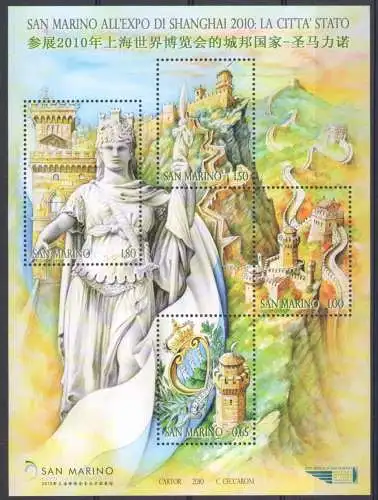 2010 San Marino, Expo Shanghai, 4 Werte, BF 104, POSTFRISCH**