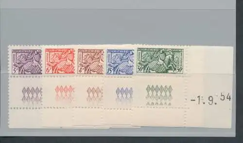 1955 MONACO, Nr. 415/419, Serie mit 5 Werten postfrisch** - Bogenwinkel und Registernummer