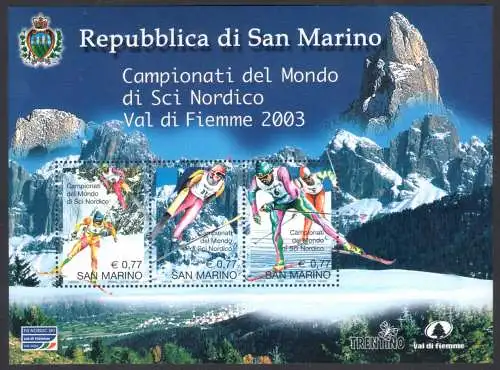 2003 San Marino, Nordische Ski-Weltmeisterschaft - Val di Fiemme, BF 79 - POSTFRISCH **