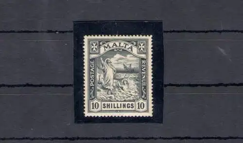 1919 MALTA, Stanley Gibbons Nr. 96 - 10 schwarze Schilling, filigran AC und Multiple Corona - MNH** - E. Diena Zertifikat