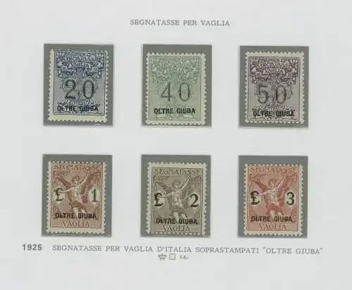 1925 Oltre Giuba, Steuern und Vaglia Nr. 1/6, 6 Werte, postfrisch**