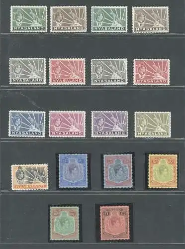 1921-33 Nyasaland Protectorate - Stanley Gibbons n. 100/113 - Vmk Multi scipt CA - MNH **