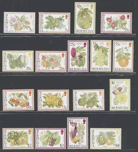 1994-95 BERMUDA - 17 Werte - Früchte Katalog Mi.Nr. 650-54+659-64+673-78 - MNH**