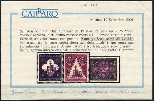 1894 SAN MARINO, Regierungspalast # 23/25, postfrisch **