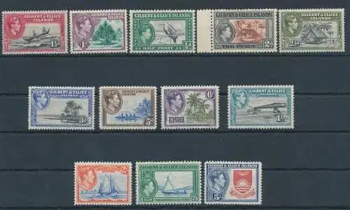 1939 Gilbert und Ellice Islands, Stanley Gibbons. Nr. 43- 54, Serie mit 12 Werten, MH*