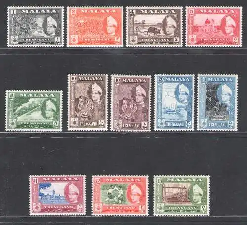 1957-63 Malaysian States - Trengganu - Stanley Gibbons Nr. 89-99 - Serie mit 12 Werten - MNH **