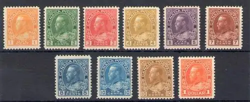 1922-31 KANADA - SG 246/255 Serie mit 10 Werten MH*- 1 $ MNH**