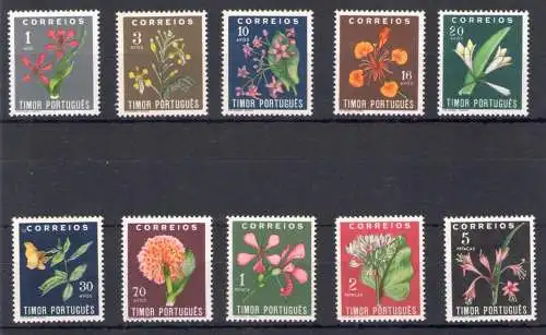 1950 Timor Portugues - Yvert Katalog Nr. 269-78 - Blumen - 10 Werte postfrisch **