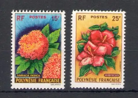 1962 Nouvelle Caledonie - Yvert Katalog Nr. 15-16 - Blumen - 2 Werte postfrisch **