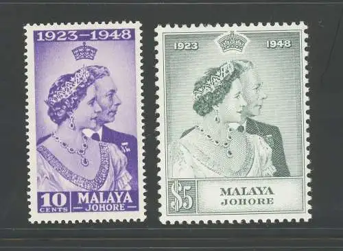 1948 JOHORE - Stanley Gibbons Nr. 131-32 - Royal Silver Wedding - MNH **