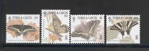 2003 TURKS AND CAICOS - Yvert Nr. 1607-10 - Schmetterlinge - 4 Werte - postfrisch **