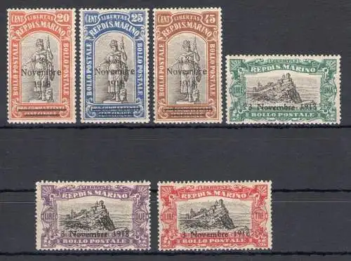 1918 SAN MARINO, Siegesfeier, Nr. 63-68 - 6 Werte - postfrisch **