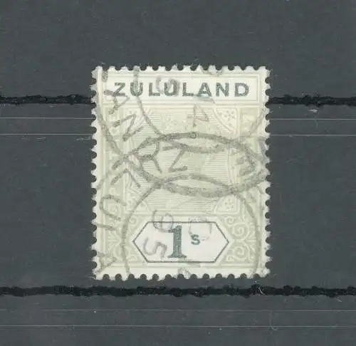 1888-93 Zululand - South Africa - Stanley Gibbons No. 10 - 1 Schilling dull green - Gebraucht