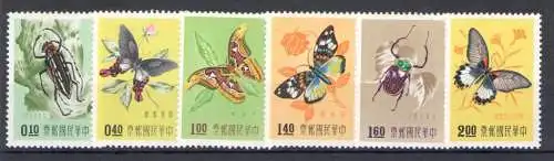 1958 Formosa - China Taiwan - Schmetterlinge und Insekten - Mi.Katalog Nr. 282-87 - 6 Werte - postfrisch **