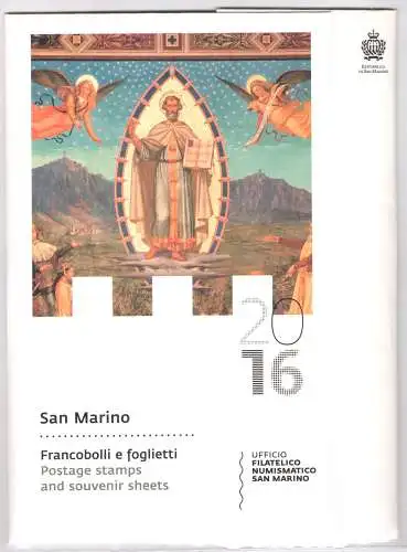 2016 San Marino, offizielles Jahresbuch der philatelistischen Ausgaben, Briefmarken, Bogen - postfrisch **