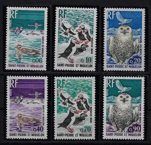 1973 Saint Pierre et Miquelon, Vögel - Yvert Nr. 425-30 - 6 Werte - postfrisch **