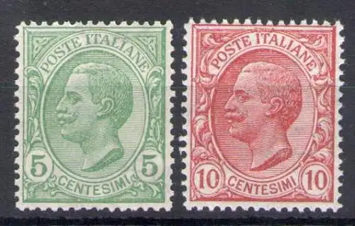 1906 Italien - Königreich, Nr. 81/82 - 15 Cent grün - 10 Cent rosa, gute Zentrierung - postfrisch**