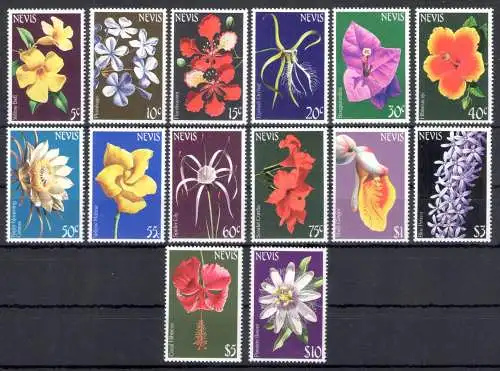 1984 Nevis, Yvert n. 187/200 - Blumen - postfrisch **