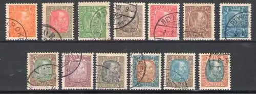 1902-04 ISLAND, 13 Werte Nr. 34B/46 Raybaudi Zertifikat - Gebraucht