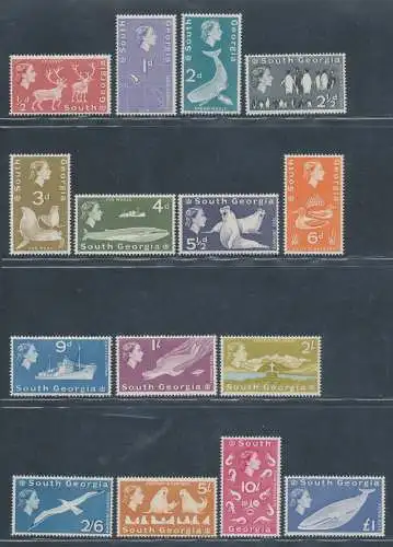 1963-69 South Georgia - Stanley Gibbons Nr. 1/16 - Komplette Serie - MH*