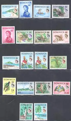 1963 DOMINICA, Stanley Gibbons Nr. 162-178 - Serie mit 18 Werten - MNH **