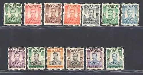 1937 Südrhodesien, Stanley Gibbons n. 40/52 - postfrisch**